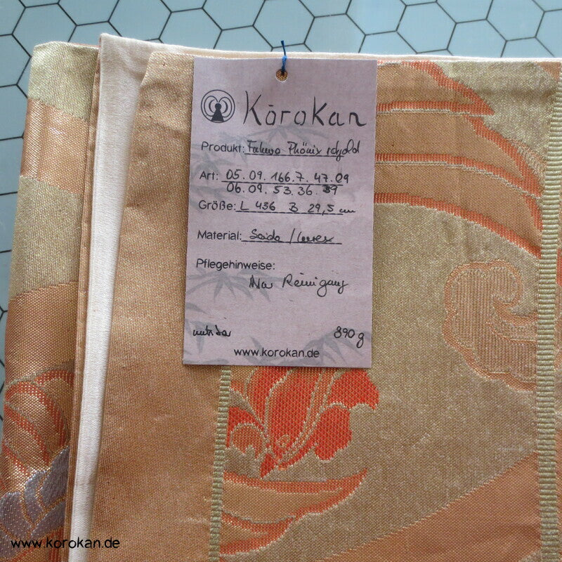Phönixe in Tatewaku Seidenbrokat Fukuro Obi, rotgolden