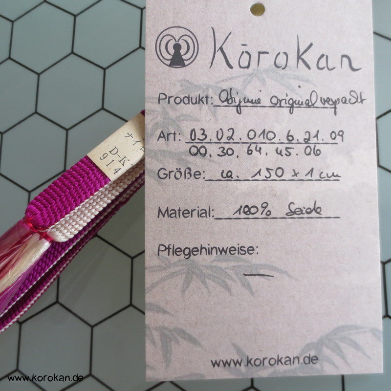 pink mit weißem Abschnitten Obijime, neu