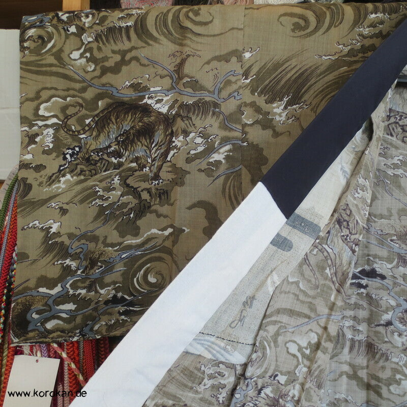 Tiger und Drache Juban Unterkimono, Wollmuslin