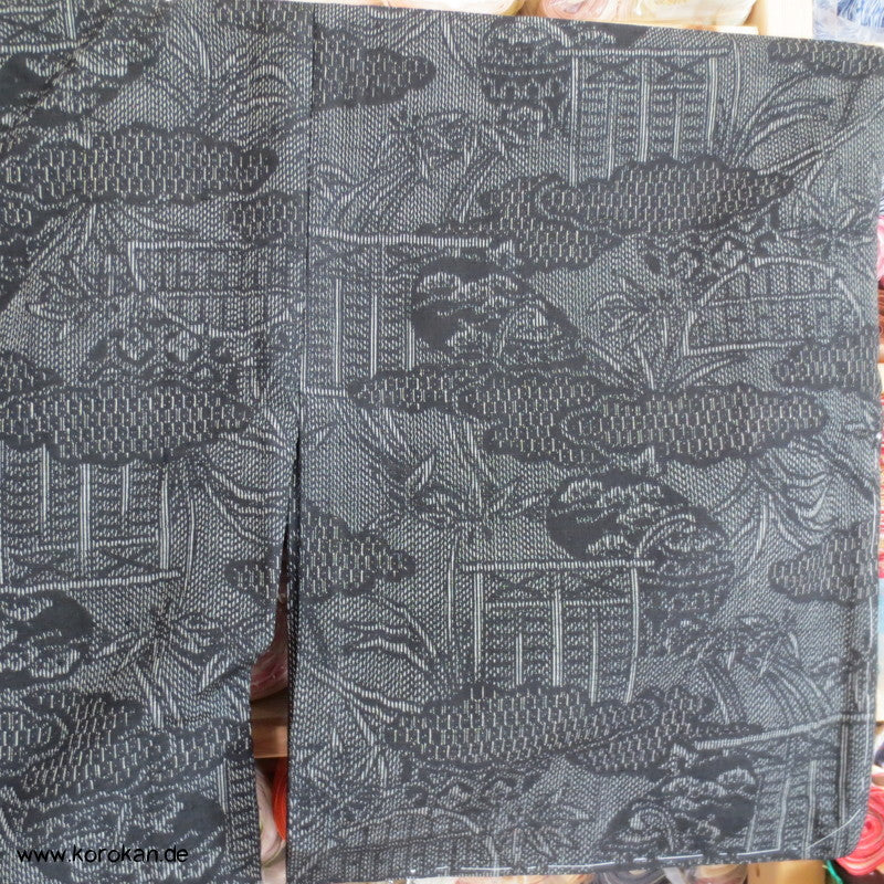 Kasuri Tsumugi Gartenmotive Hitoe - ungefütterter - Kimono