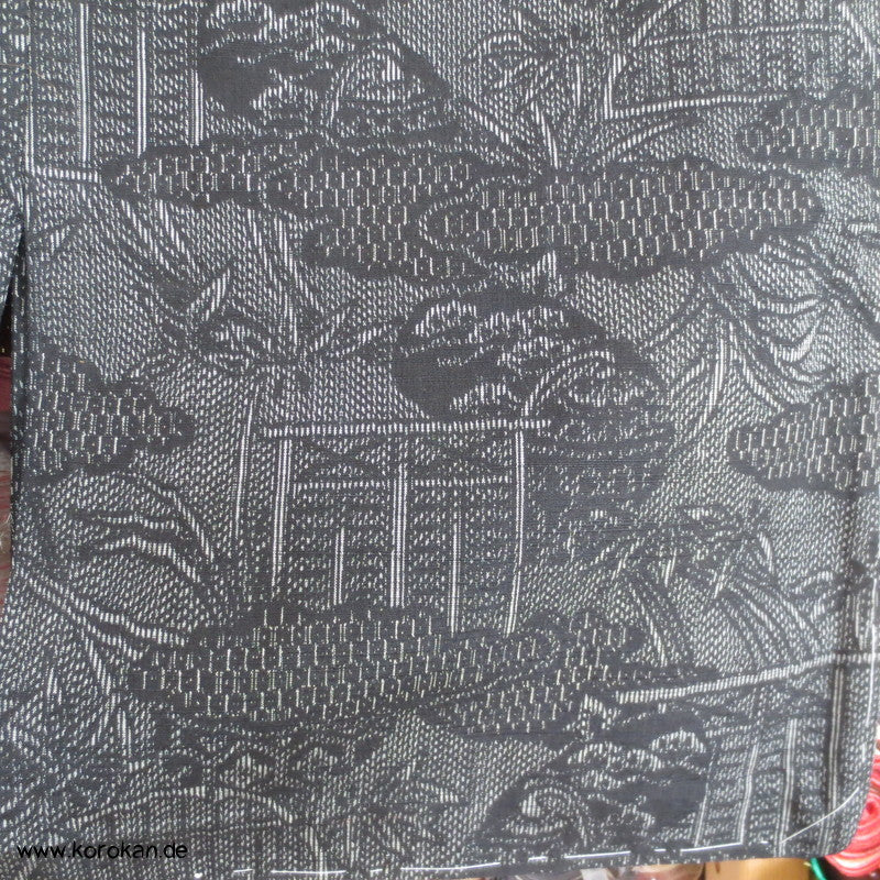 Kasuri Tsumugi Gartenmotive Hitoe - ungefütterter - Kimono