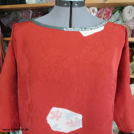 Blusen Shirt aus Seiden Jacquard mit Shibori Kiribame Mustern