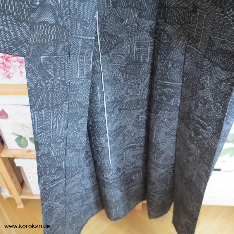 Kasuri Tsumugi Gartenmotive Hitoe - ungefütterter - Kimono