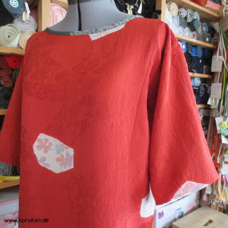 Blusen Shirt aus Seiden Jacquard mit Shibori Kiribame Mustern