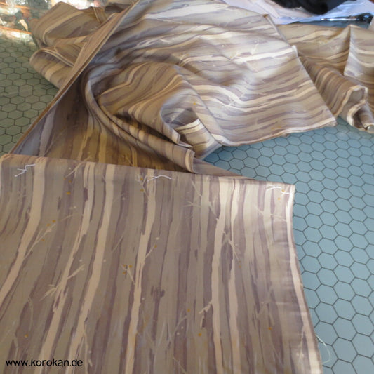 Baumrinden Tatewaku Wolle / Seide Kimono Damast