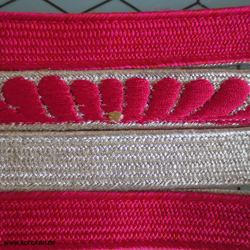 pink - silber, bestickter Obijime, Seide / Lurex
