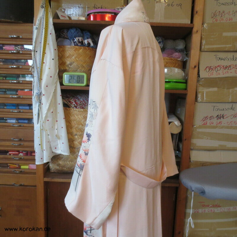Morgenmantel Homongi Kimono Seide, Hime auf zart rosa