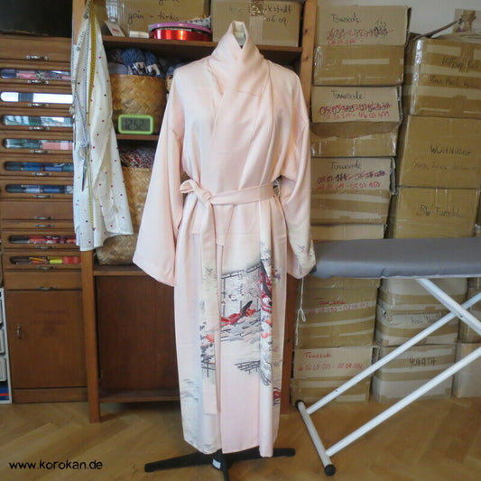 Morgenmantel Homongi Kimono Seide, Hime auf zart rosa