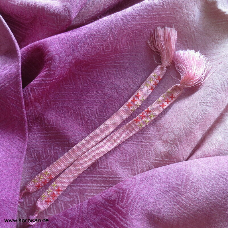 Haori Kimono Jacke Seidendamast rosa Wolken, antik