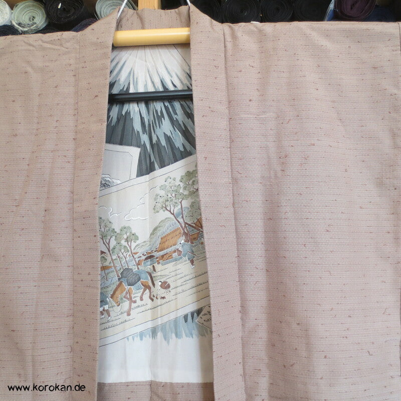helle Fushi Tsumugi Haori Männer Kimono Jacke, Fuji San Futter