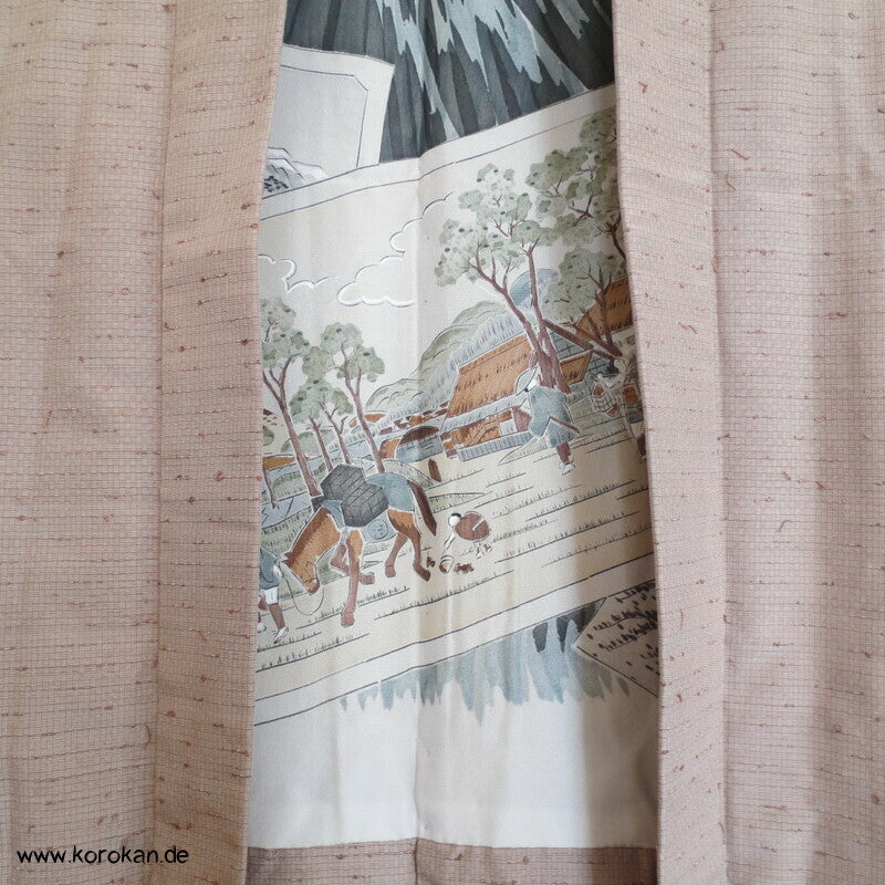 helle Fushi Tsumugi Haori Männer Kimono Jacke, Fuji San Futter