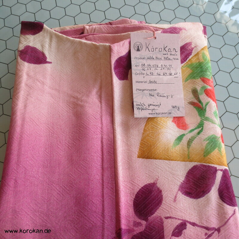 Haori Kimono Jacke Seidendamast rosa Wolken, antik