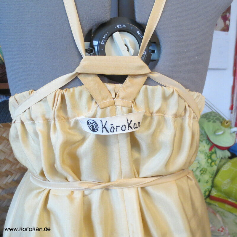 Upcycling Hemdhose aus Kimono Futterseide, natur, Gr. XL, Unikat