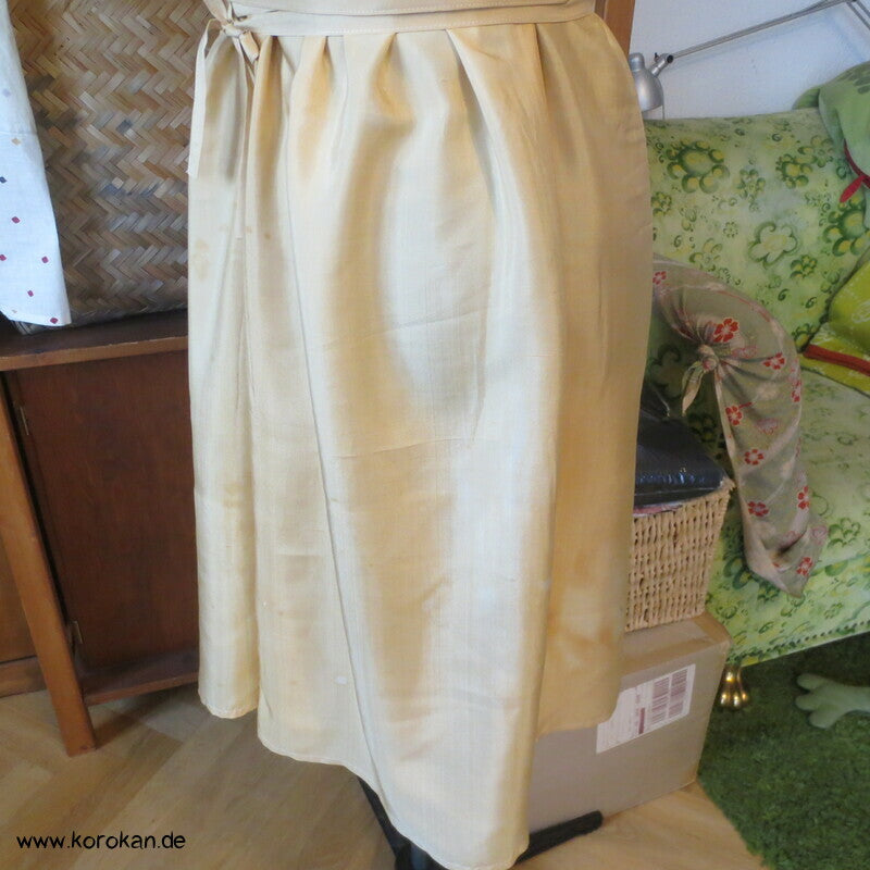 Upcycling Hemdhose aus Kimono Futterseide, natur, Gr. XL, Unikat