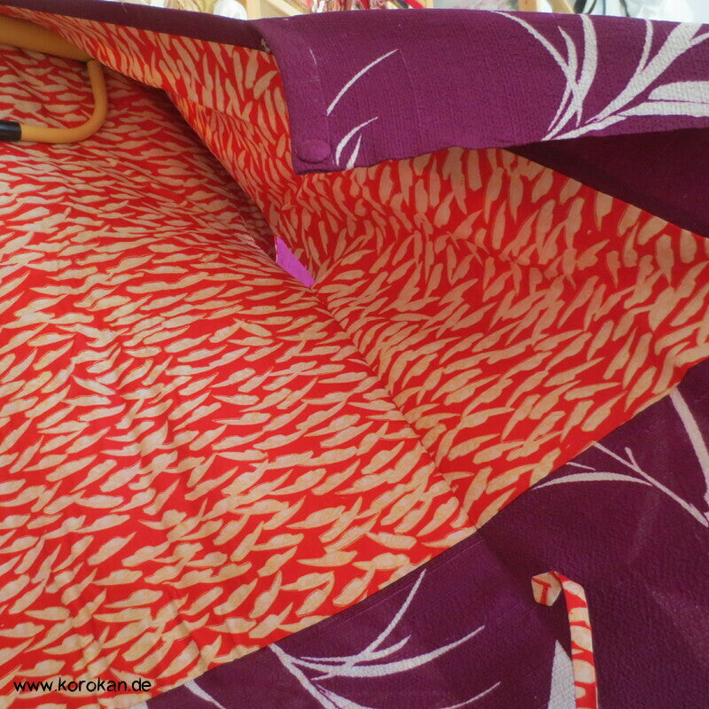 Bambus auf dunkelpink Michiyuki Kimono Jacke Seide, Tsumugi