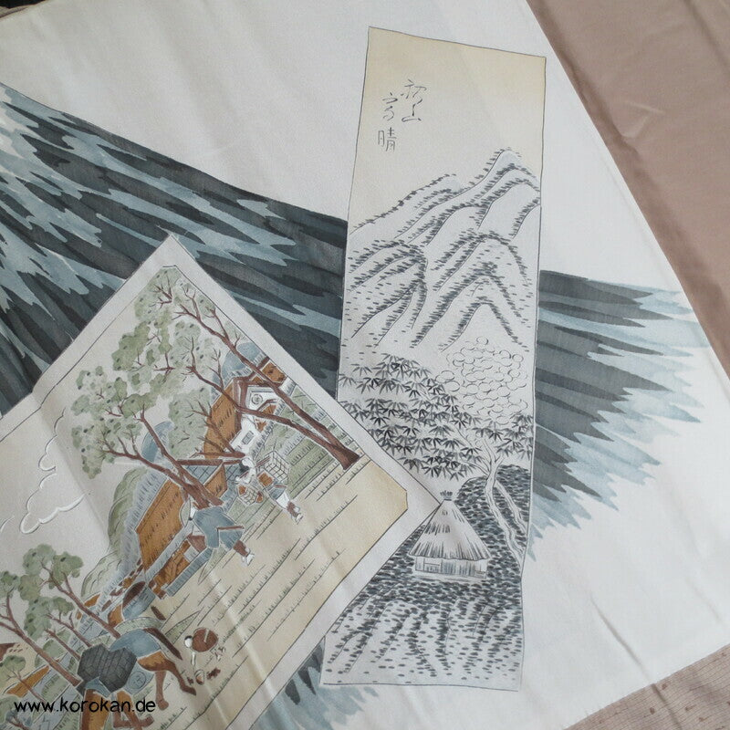 helle Fushi Tsumugi Haori Männer Kimono Jacke, Fuji San Futter