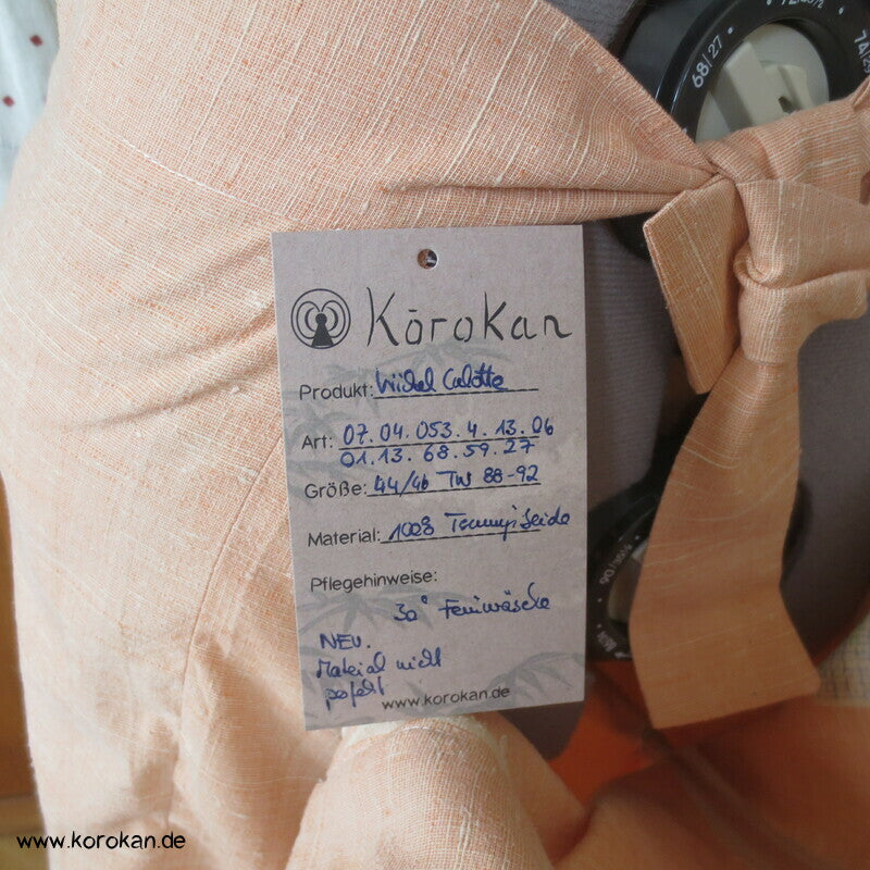 Kimono Seide Wickel Culotte Hose, apricot Seiden Kikko Kasuri, Gr. L