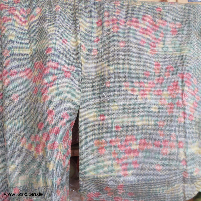 Bäume Kasuri Tsumugi Seiden Kimono