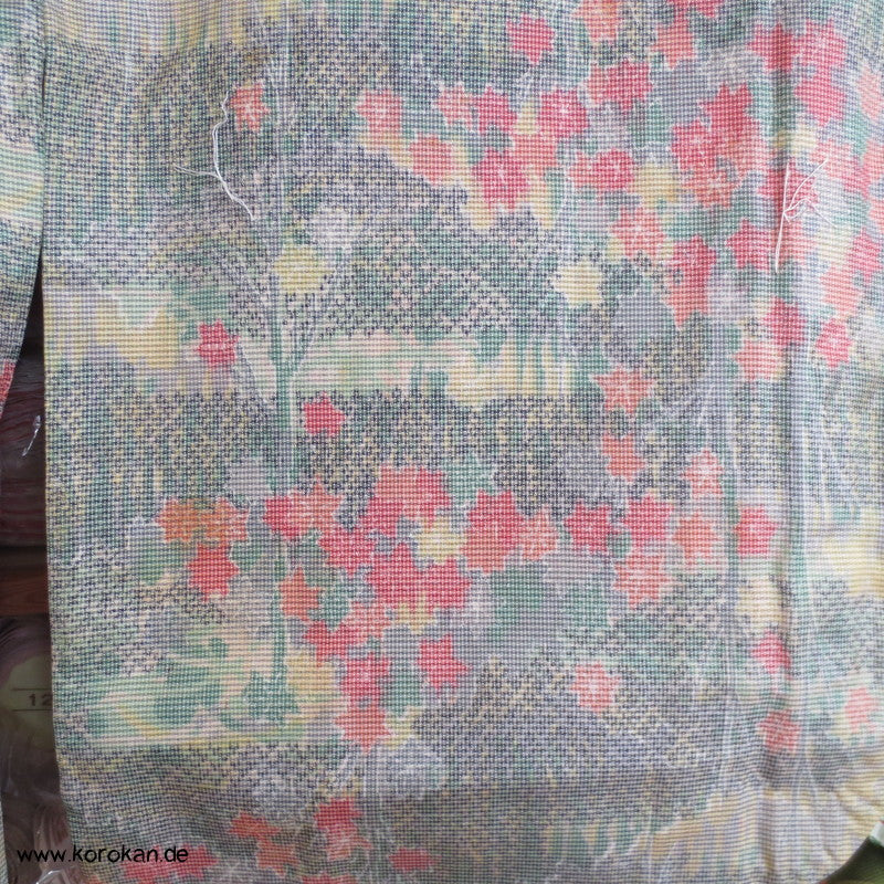 Bäume Kasuri Tsumugi Seiden Kimono