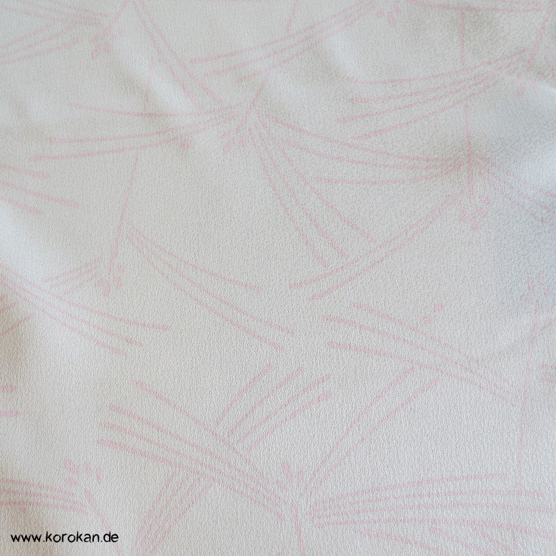 hellgrau mit rosa Pinien Nadeln Kimono Seiden Crepe Satin
