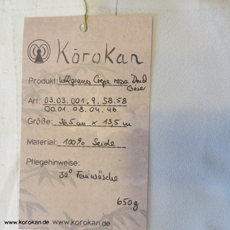 hellgrau mit rosa Pinien Nadeln Kimono Seiden Crepe Satin