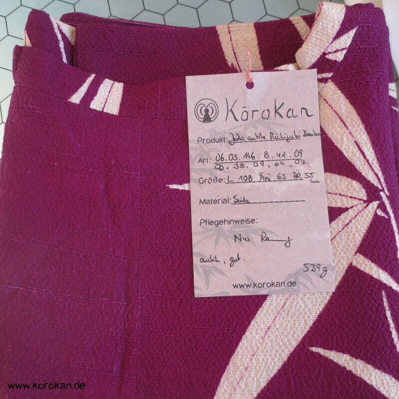 Bambus auf dunkelpink Michiyuki Kimono Jacke Seide, Tsumugi