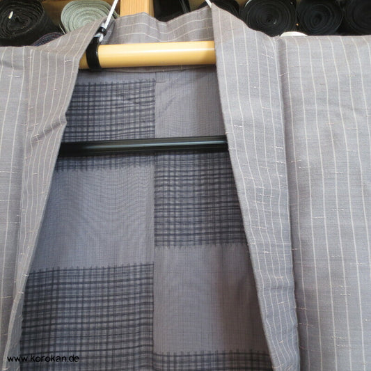 graue Tsumugi Seiden Haori Kimono Jacke