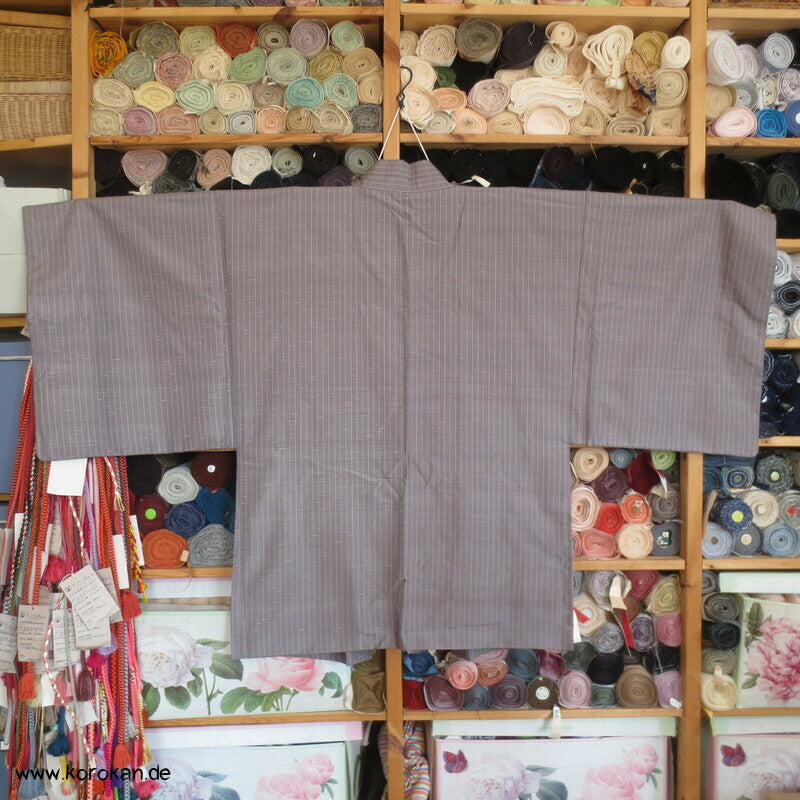 graue Tsumugi Seiden Haori Kimono Jacke