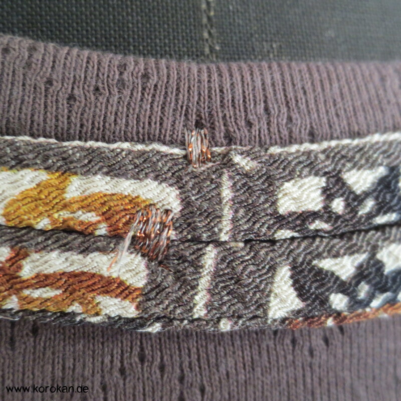 ajour Baumwoll 3/4 Arm T Shirt mit Seidenband Dekoration