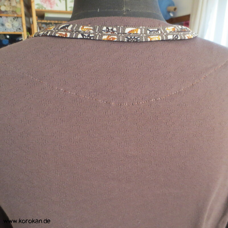 ajour Baumwoll 3/4 Arm T Shirt mit Seidenband Dekoration