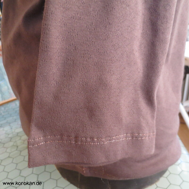 ajour Baumwoll 3/4 Arm T Shirt mit Seidenband Dekoration