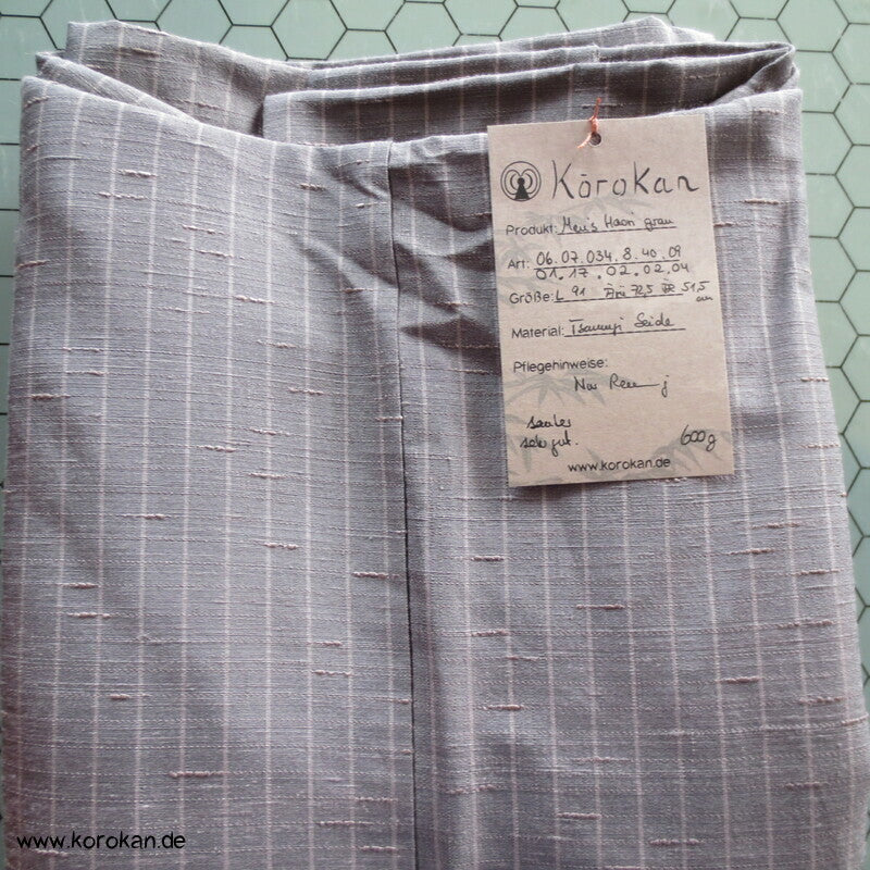 graue Tsumugi Seiden Haori Kimono Jacke