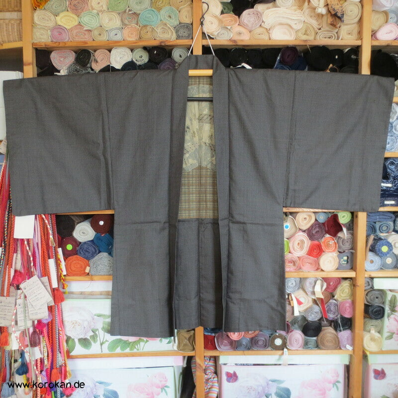 Tsumugi Kasuri Männer Haori Kimono Jacke, Fächerbild im Futter