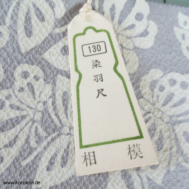 Schmetterlinge auf blaugrau Kimono japanische Chirimen Crepe Seide