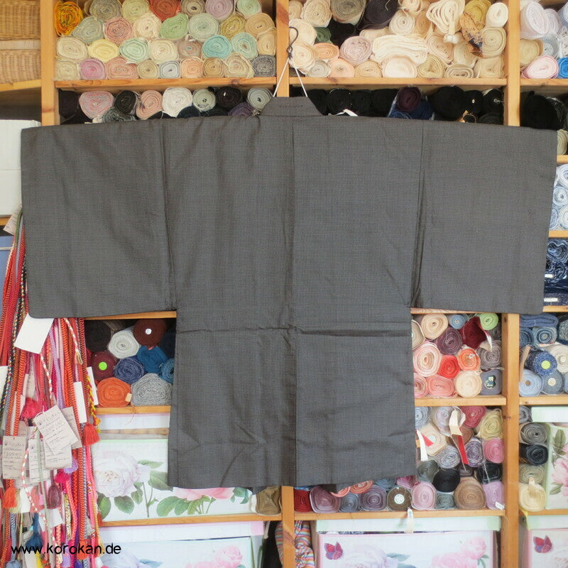 Tsumugi Kasuri Männer Haori Kimono Jacke, Fächerbild im Futter