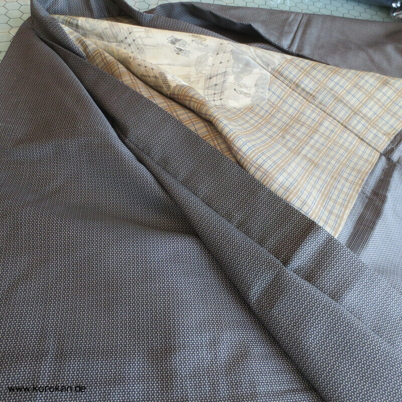 Tsumugi Kasuri Männer Haori Kimono Jacke, Fächerbild im Futter