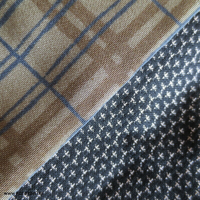 Tsumugi Kasuri Männer Haori Kimono Jacke, Fächerbild im Futter