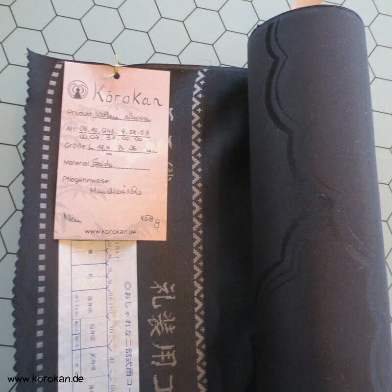 schwarzer Haori Kimono Wolken Damast Seiden Stoff