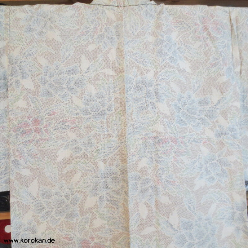 Kasuri Paeonien Tsumugi Seiden Komon Hitoe - ungefütterter Kimono