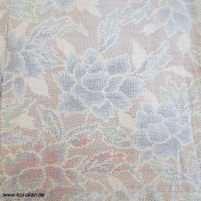 Kasuri Paeonien Tsumugi Seiden Komon Hitoe - ungefütterter Kimono