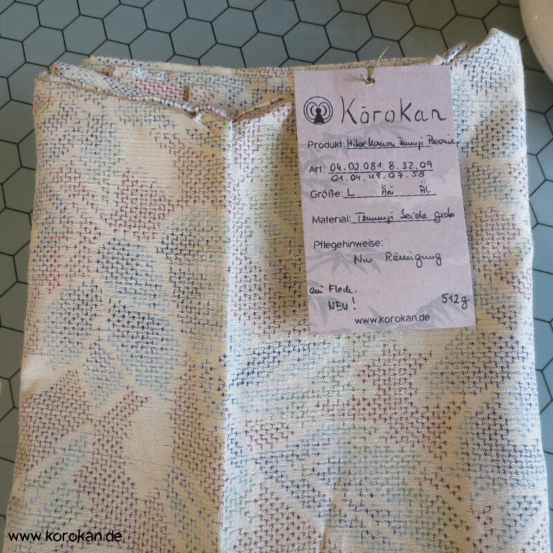 Kasuri Paeonien Tsumugi Seiden Komon Hitoe - ungefütterter Kimono