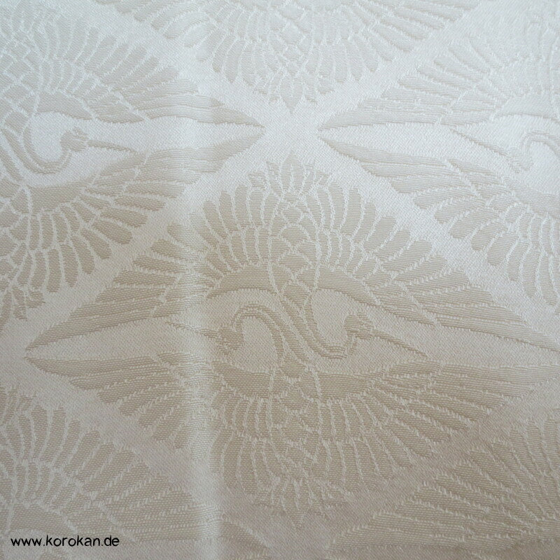 Shiromuku Hochzeits Kimono, Rinzu Seiden Damast mit Diamantkranichpaaren