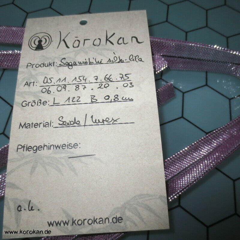 Vintage Obijime, Seidenbrokat, flieder silber