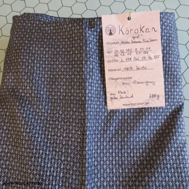 dunkelblau fein gemusterter Seiden Kimono
