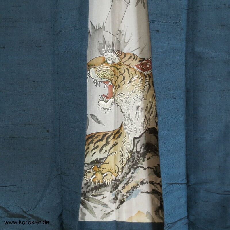 Tiger im Bambus handgemalt Fushi Tsumugi Haori