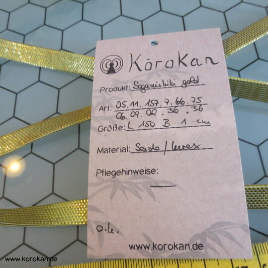 Vintage Saganishiki Obijime, goldener Seidenbrokat