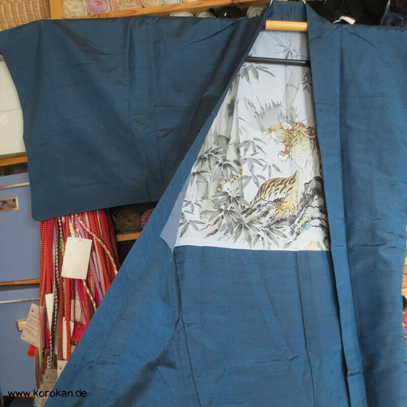 Tiger im Bambus handgemalt Fushi Tsumugi Haori