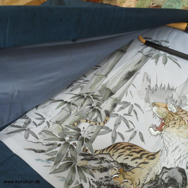 Tiger im Bambus handgemalt Fushi Tsumugi Haori