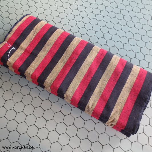 gestreifter handgewebter Baumwoll Kimono - Araihari