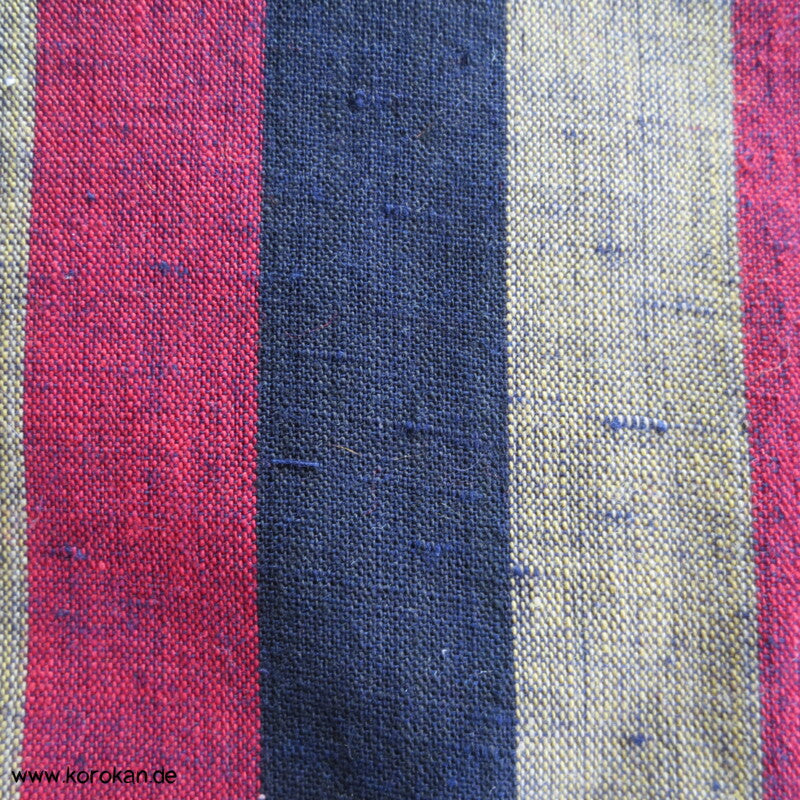 gestreifter handgewebter Baumwoll Kimono - Araihari